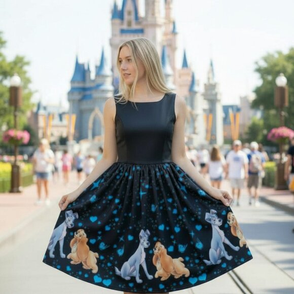 Dresses & Skirts - Womens rare Disney dog Lady and the Tramp print dress featuring Si &
Am size 12